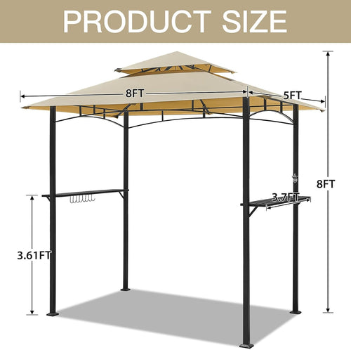 NetSo Grill Gazebo 8'x5' Beige Outdoor Patio BBQ Grill Shelter - Durable Protection