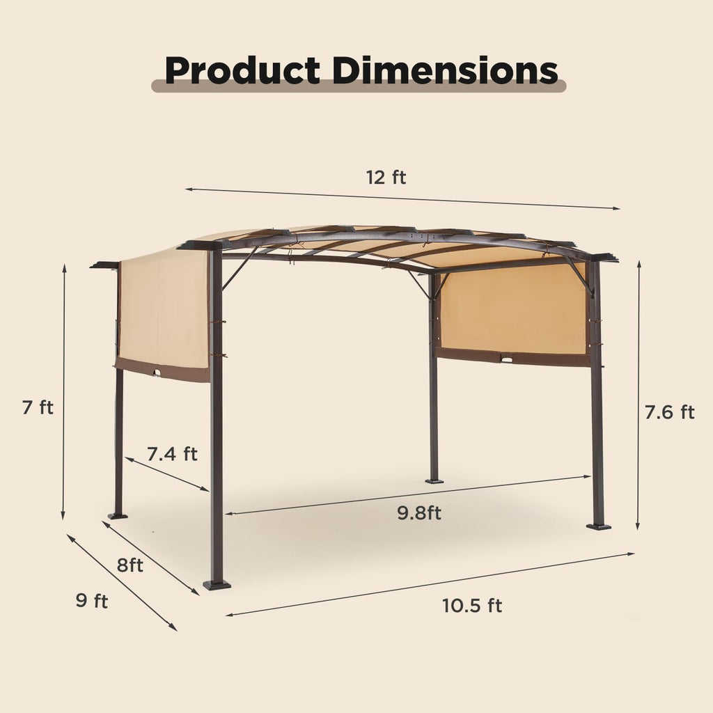 NetSo Outdoor Pergola Metal Patio Gazebo 9'x12' - Durable Shade Solution for Your Garden