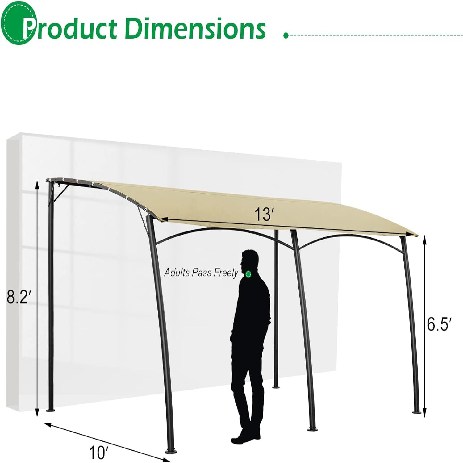 NetSo Wall Mounted Pergola 13' x 10' UV Block Sunshade Canopy - Ideal Patio Protection