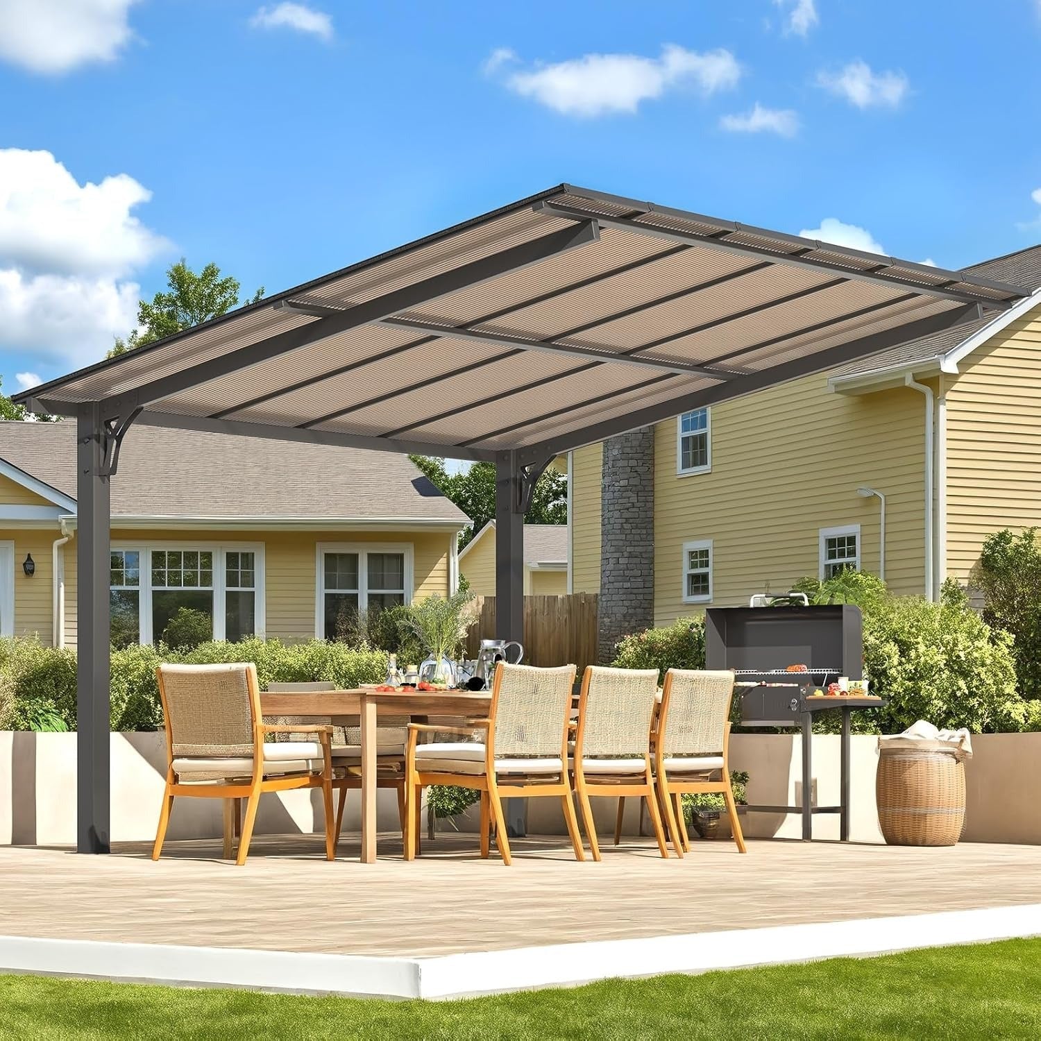 NetSo Hardtop Gazebo 12' x 10' - Durable Outdoor Pergola for Patio and Carport