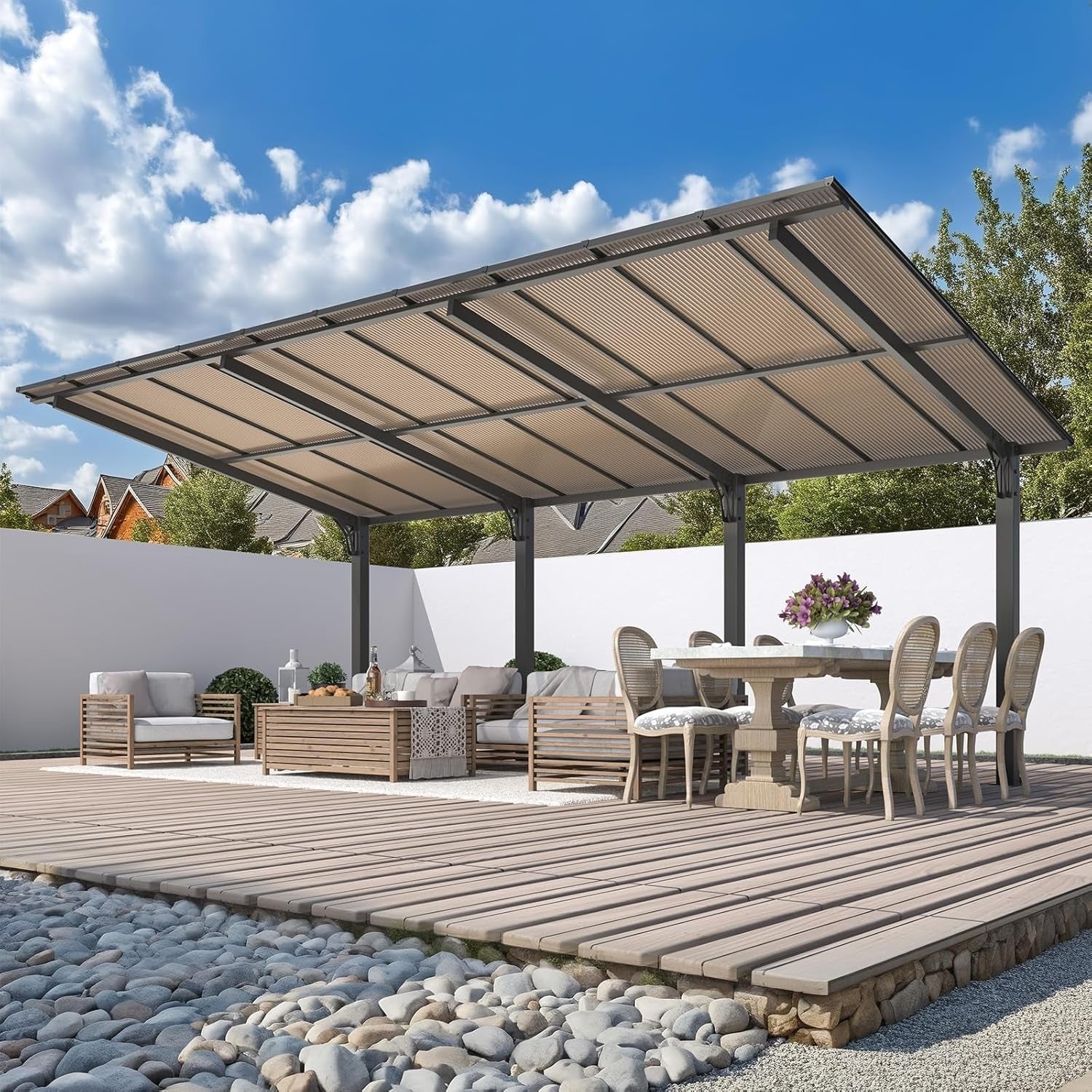 NetSo Outdoor Gazebo 20' x 10' - Large Pergola Carport for Patio Shade and Protection