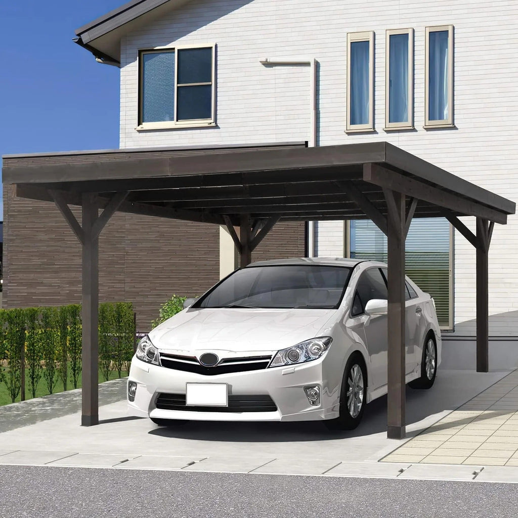 NetSo Wooden Gazebo Pavilion 17ft x 12ft - Durable Outdoor Carport for All Seasons