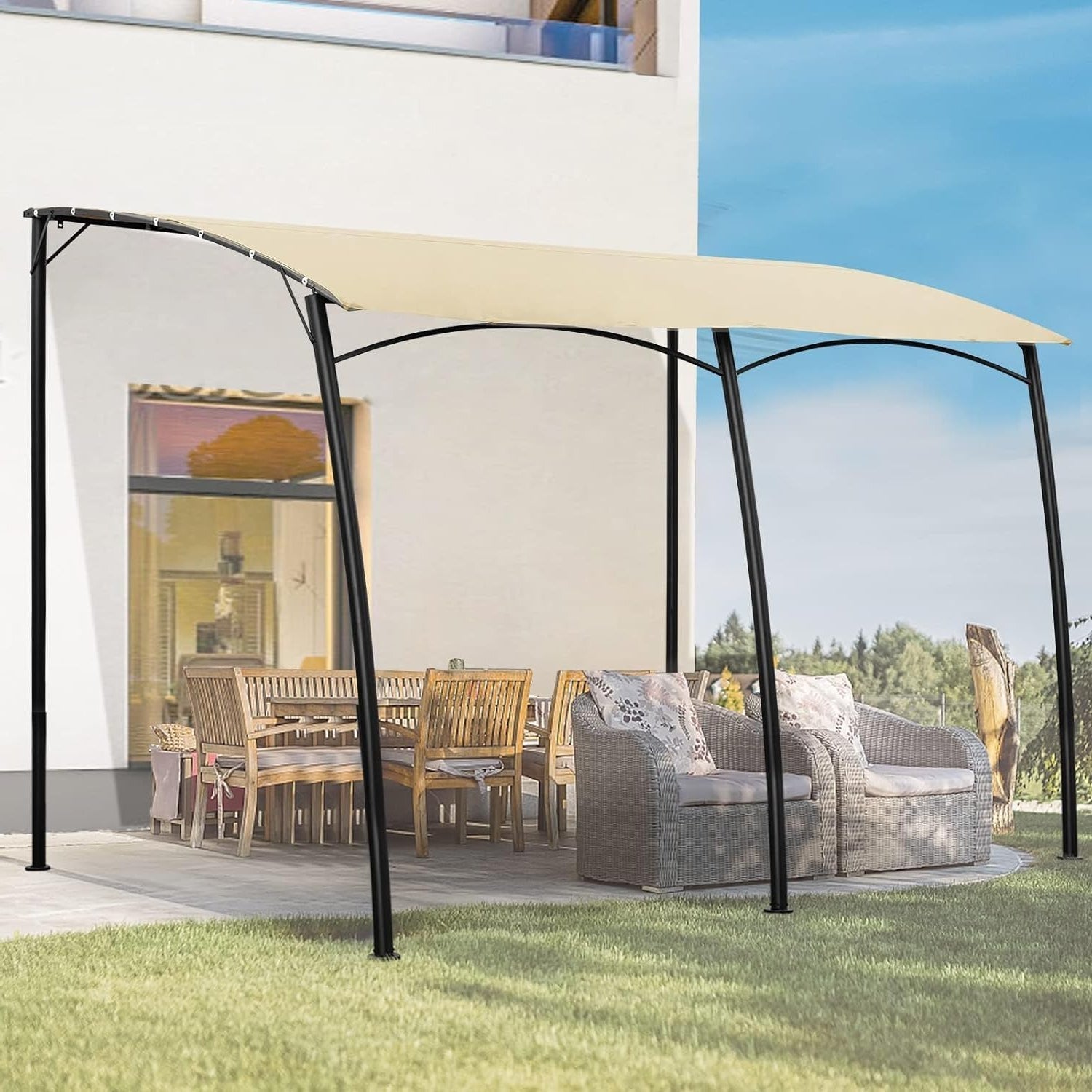 NetSo Wall Mounted Pergola 13' x 10' UV Block Sunshade Canopy - Ideal Patio Protection