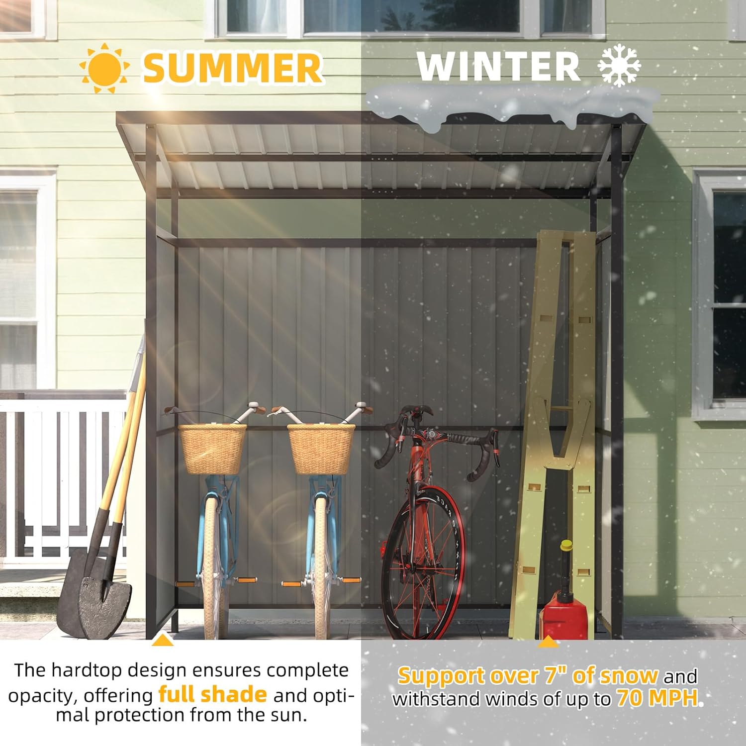 NetSo Gazebo Outdoor Pergola 6' x 6' Hardtop for Patio - Durable Lean-To Grill Shelter