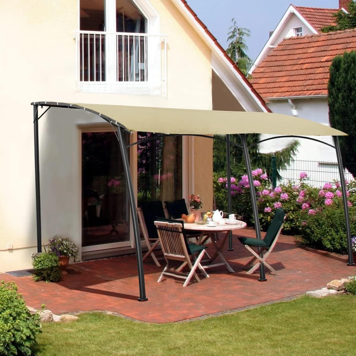 NetSo Wall Mounted Pergola 13' x 10' UV Block Sunshade Canopy - Ideal Patio Protection