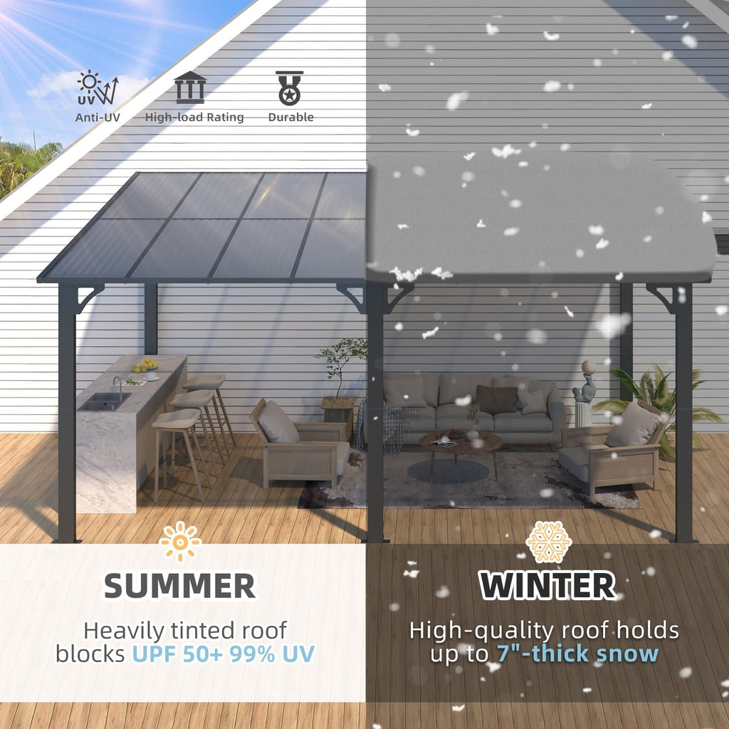 NetSo Wall Mounted Gazebo Pergola 16x10 Dark - Durable Outdoor Shade Solution