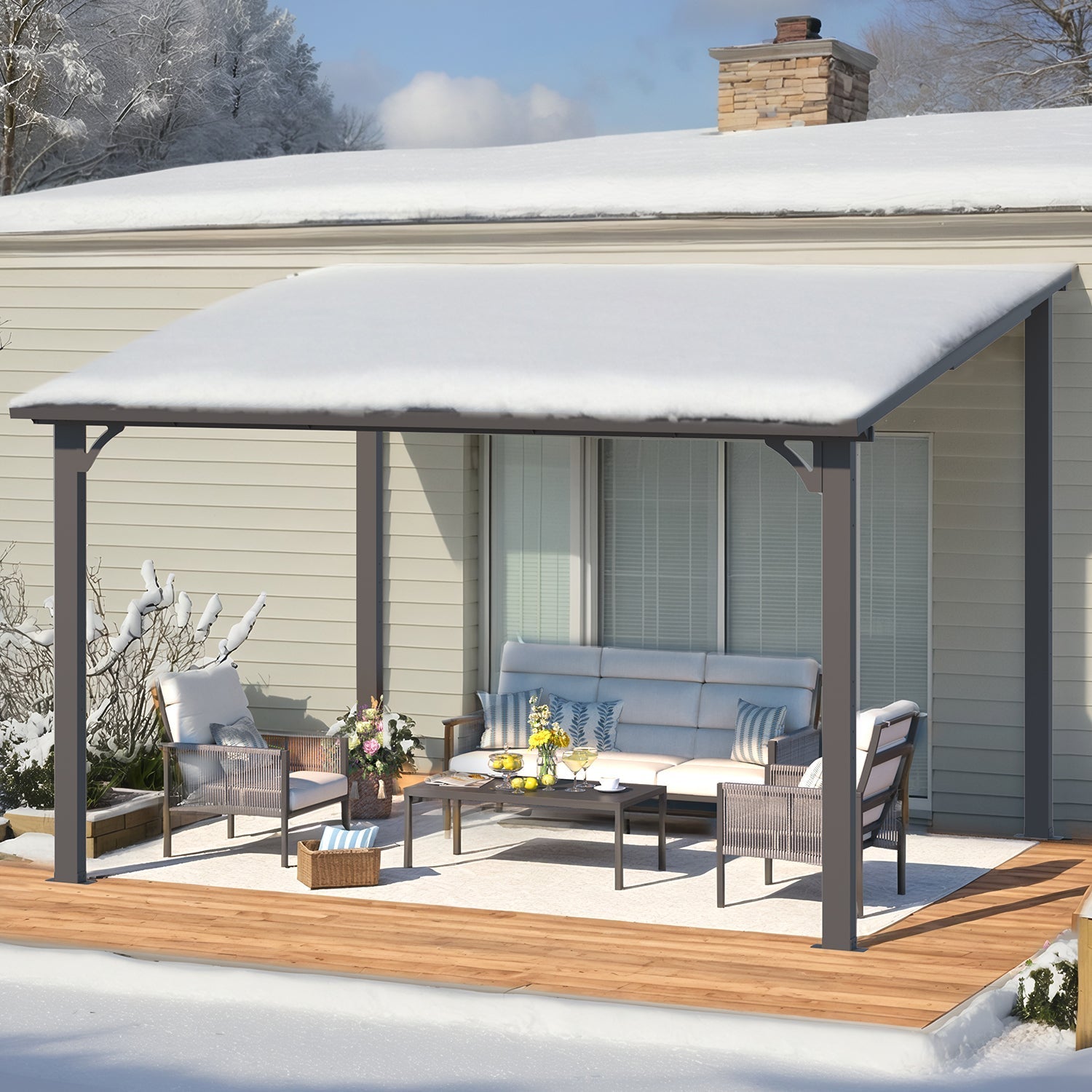 NetSo Hardtop Gazebo 12' x 10' Metal Pergola - Durable Outdoor Shelter Solution