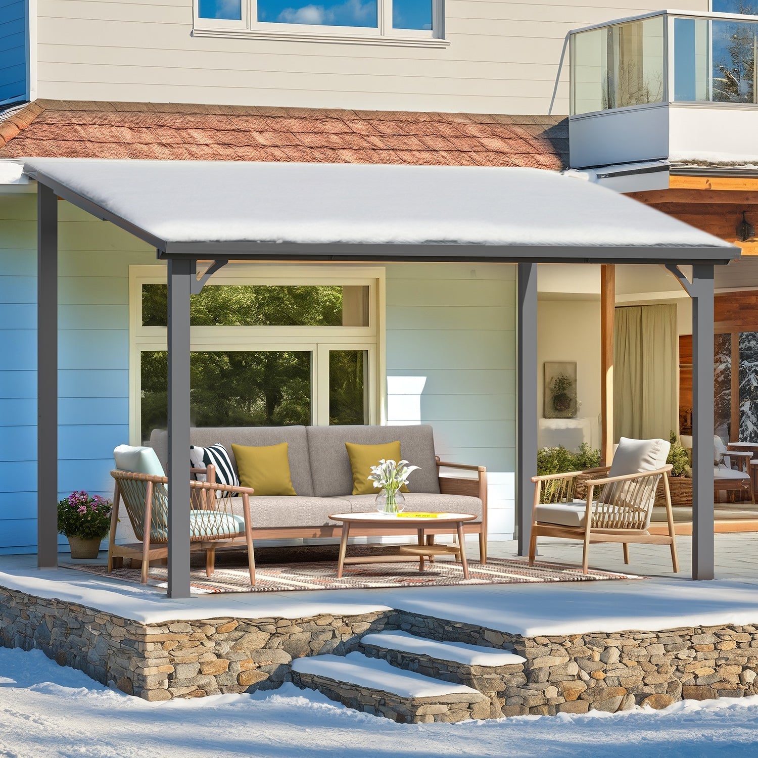 NetSo Hardtop Gazebo 12' x 8' Metal Pergola - Durable Outdoor Shelter Solution