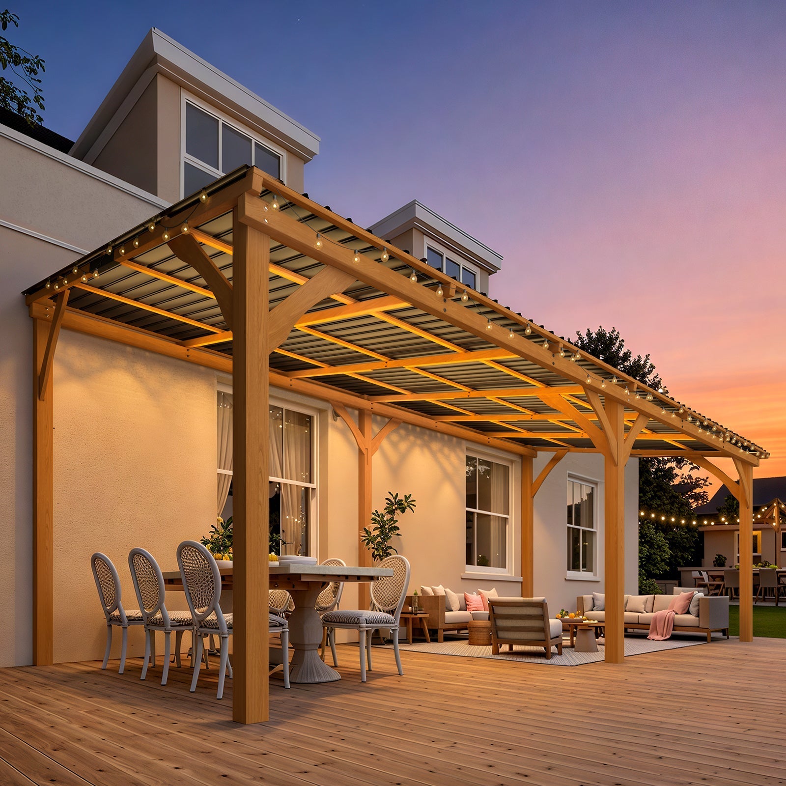 NetSo Outdoor Wooden Gazebo 20' x 10' - Durable Hardtop Patio Structure for Relaxation