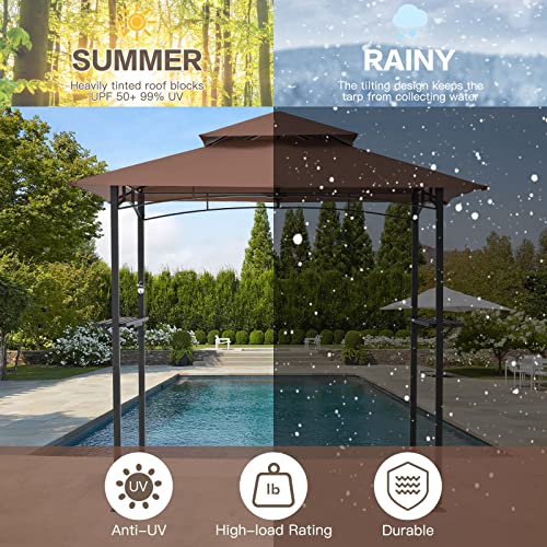 NetSo Grill Gazebo 8'x5' Outdoor Patio BBQ Shelter Brown - Durable Protection for Grilling