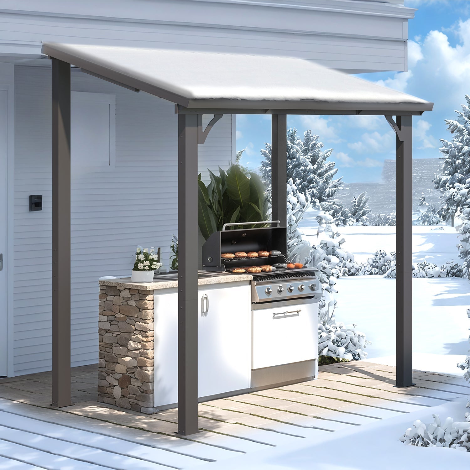 NetSo Hardtop Gazebo 8' x 5' Metal Pergola - Durable Outdoor Shade Solution