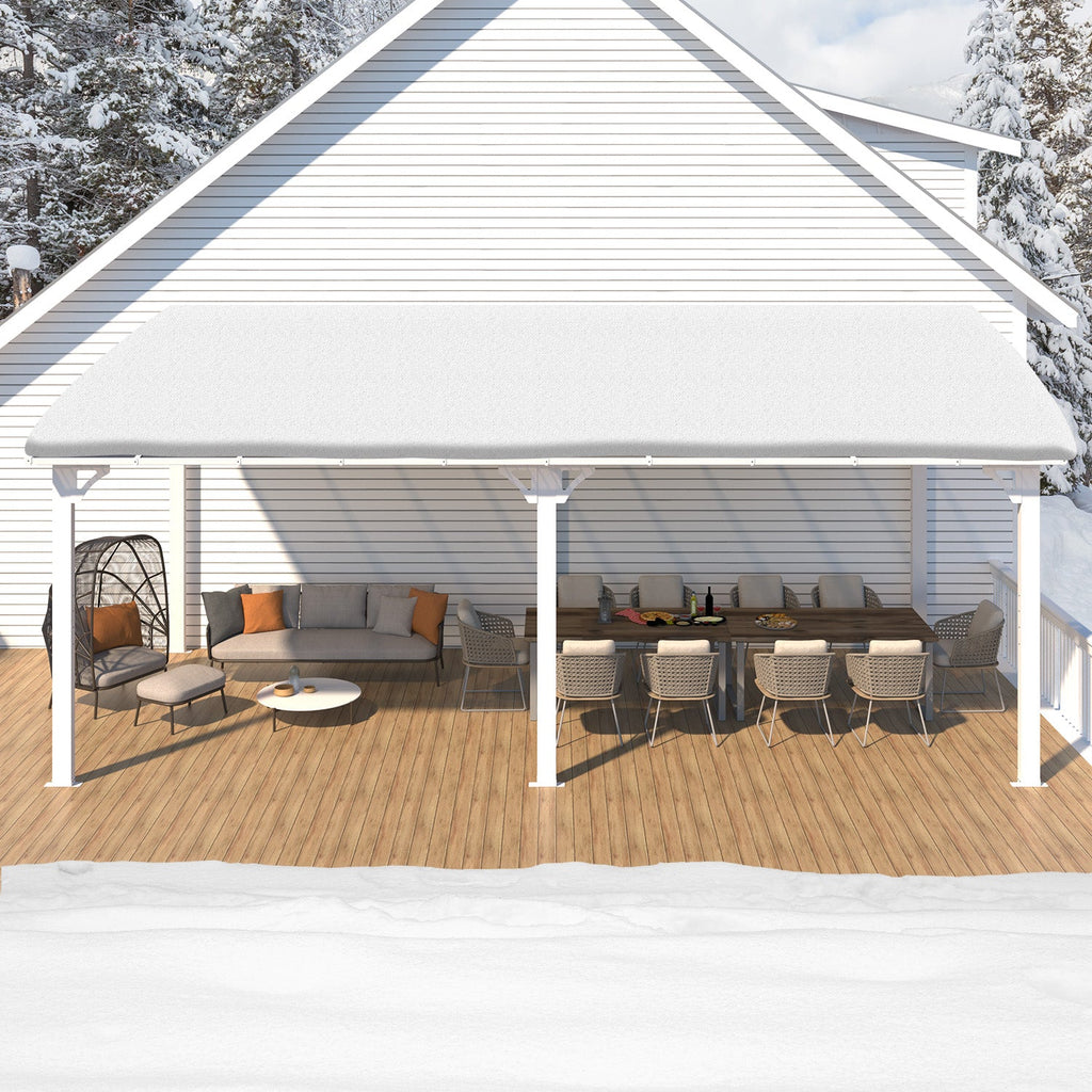 NetSo Wall Mounted Gazebo Pergola 20'x10' White - Durable Outdoor Shade Solution