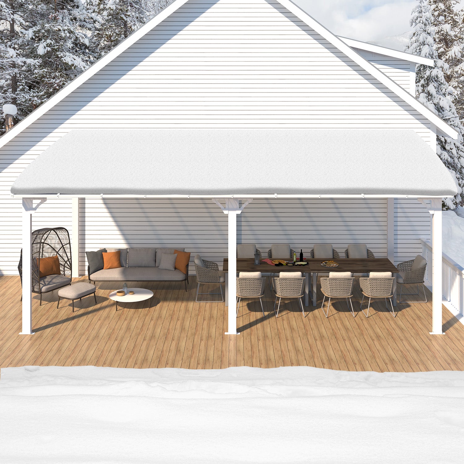 NetSo Wall Mounted Gazebo Pergola 20'x10' White - Durable Outdoor Shade Solution