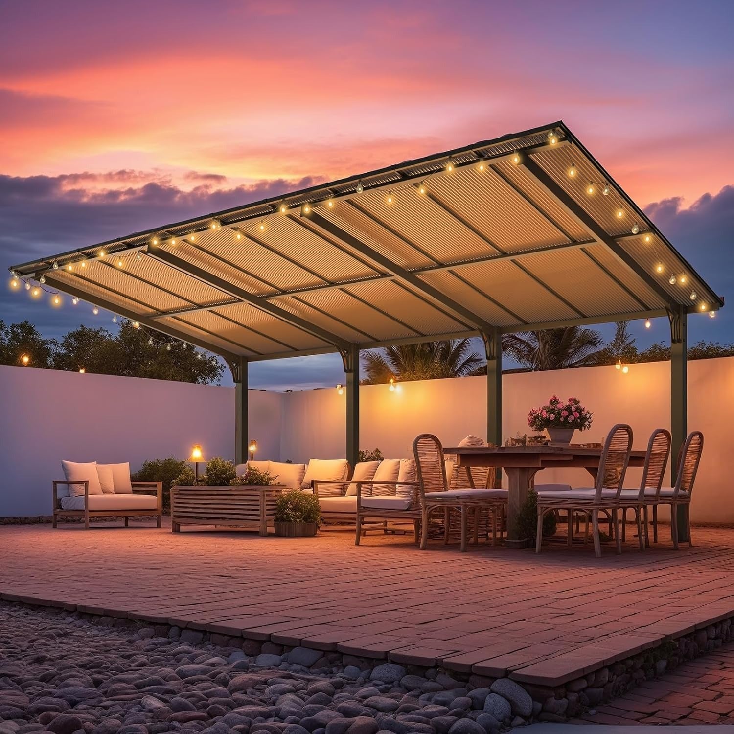 NetSo Outdoor Gazebo 20' x 10' - Large Pergola Carport for Patio Shade and Protection