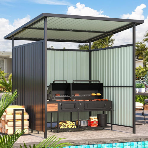 NetSo Gazebo Outdoor Pergola 6' x 6' Hardtop for Patio - Durable Lean-To Grill Shelter