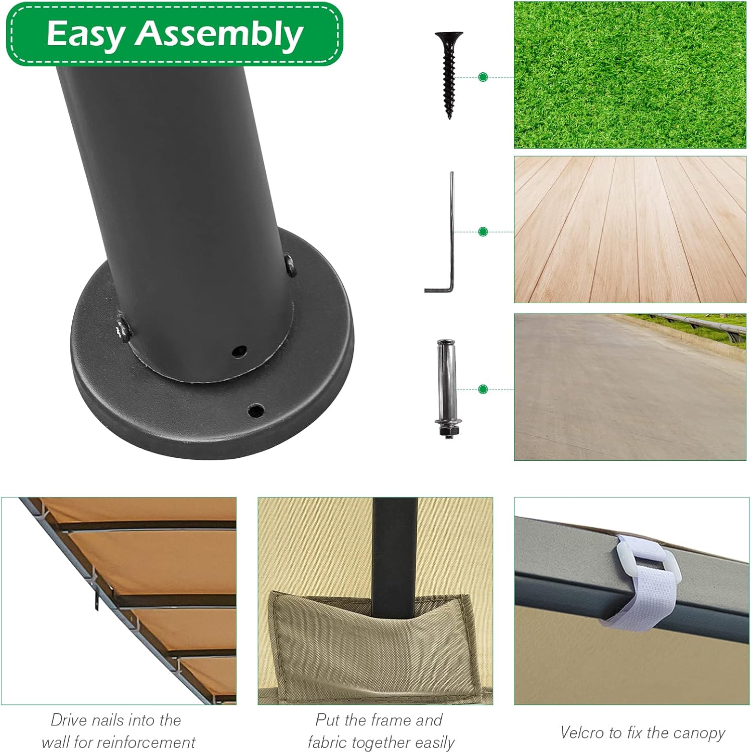 NetSo Wall Mounted Pergola 13' x 10' UV Block Sunshade Canopy - Ideal Patio Protection