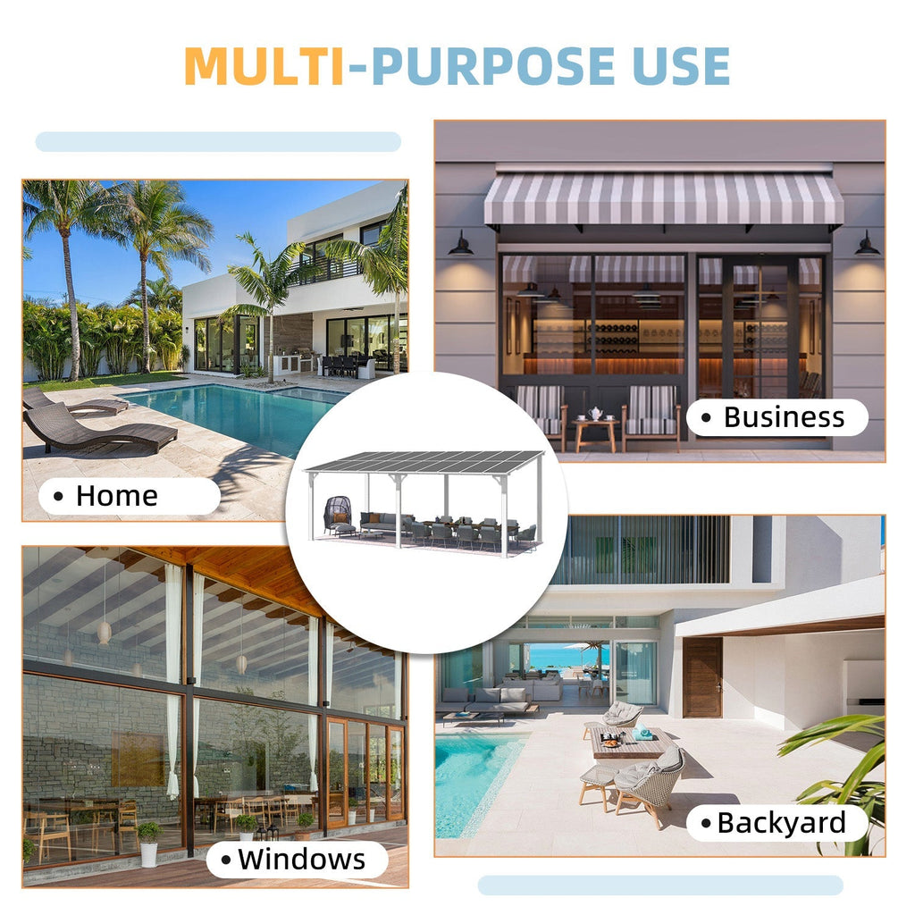 NetSo Wall Mounted Gazebo Pergola 20'x10' White - Durable Outdoor Shade Solution