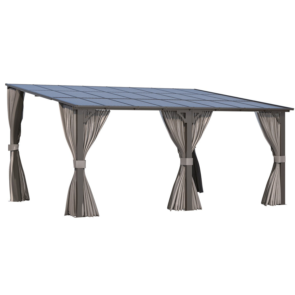 AECOJOY 16'x12' Wall Gazebo with Curtains and Mosquito Netting, Gray