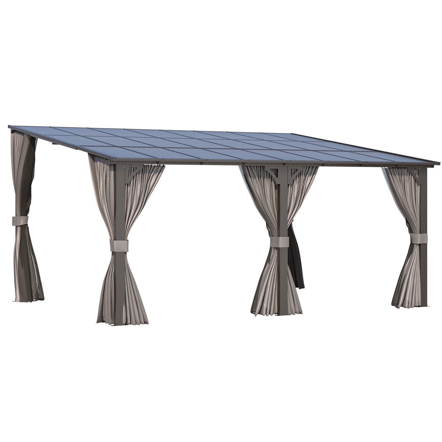 AECOJOY 16'x12' Wall Gazebo with Curtains and Mosquito Netting, Gray