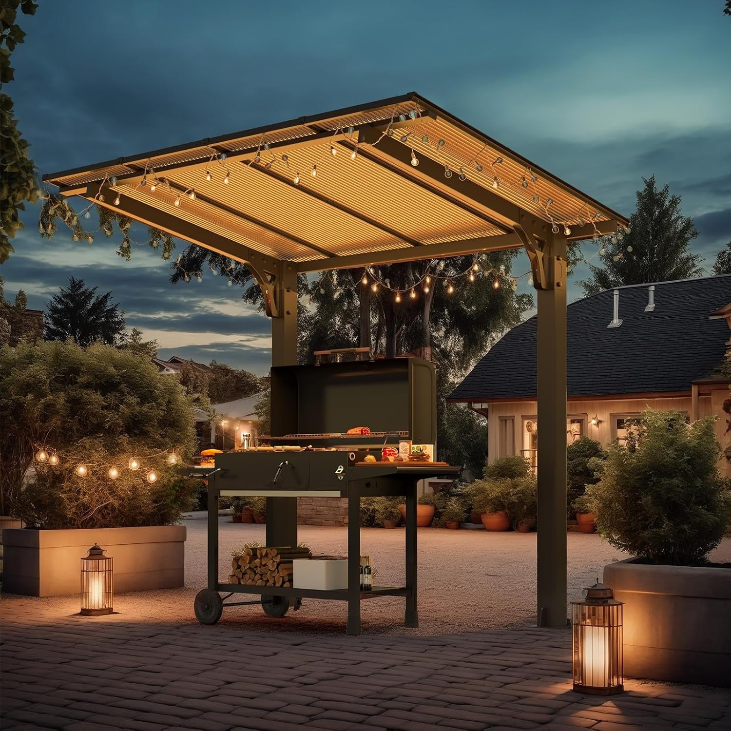 NetSo Gazebo 8' x 5' Hard Top Pergola - Durable Outdoor Structure for Patio and Grill Use