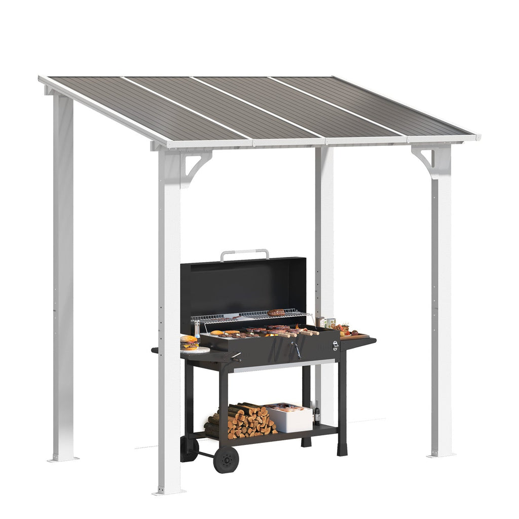 NetSo Wall Mounted Gazebo Pergola 8' x 5' White - Durable Outdoor Shade Solution