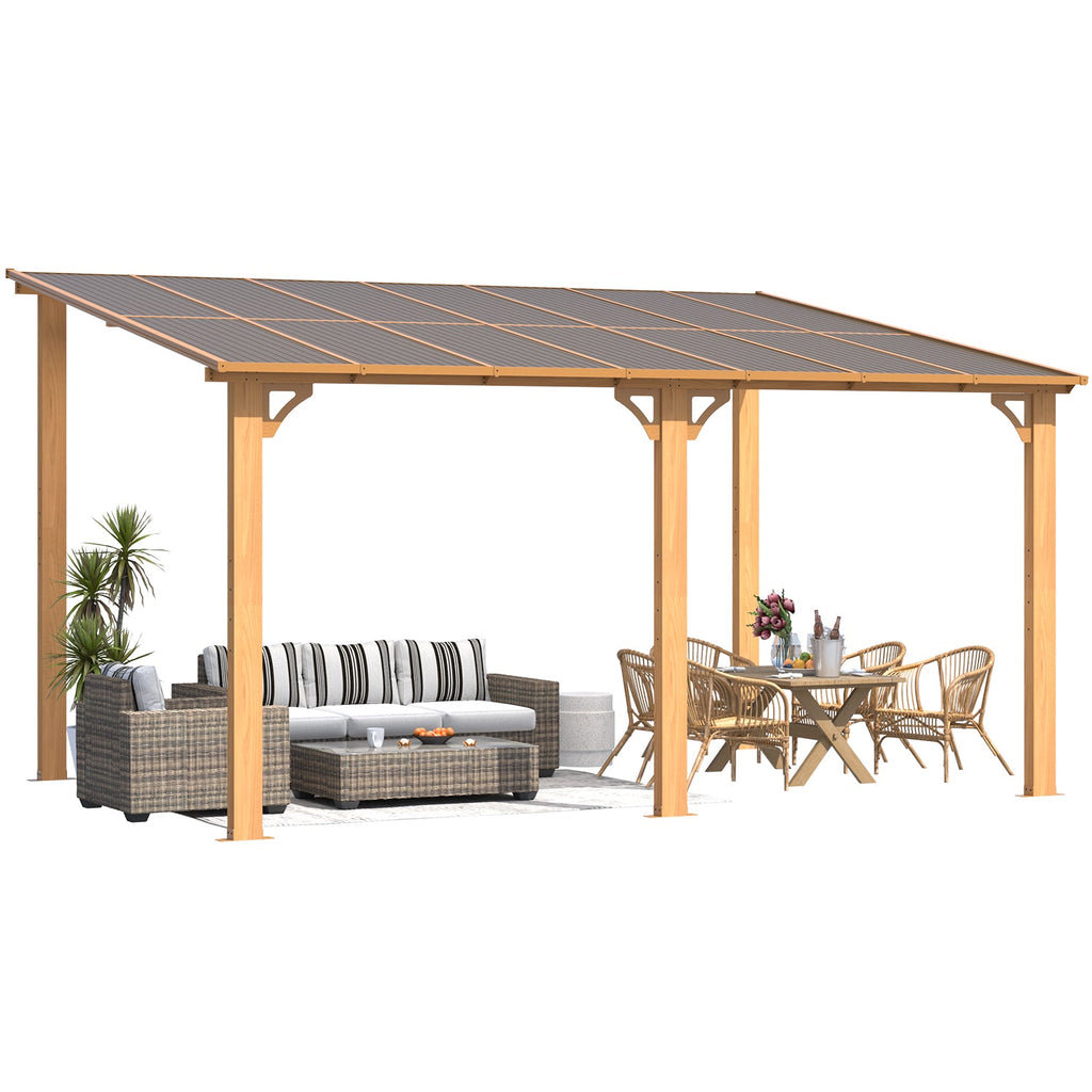 AECOJOY 14'x10' Wall Mounted Gazebos Pergola, Wood Grain