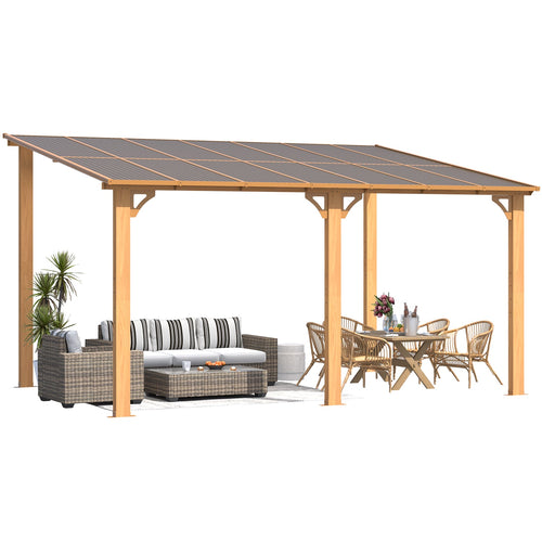 AECOJOY 14'x10' Wall Mounted Gazebos Pergola, Wood Grain