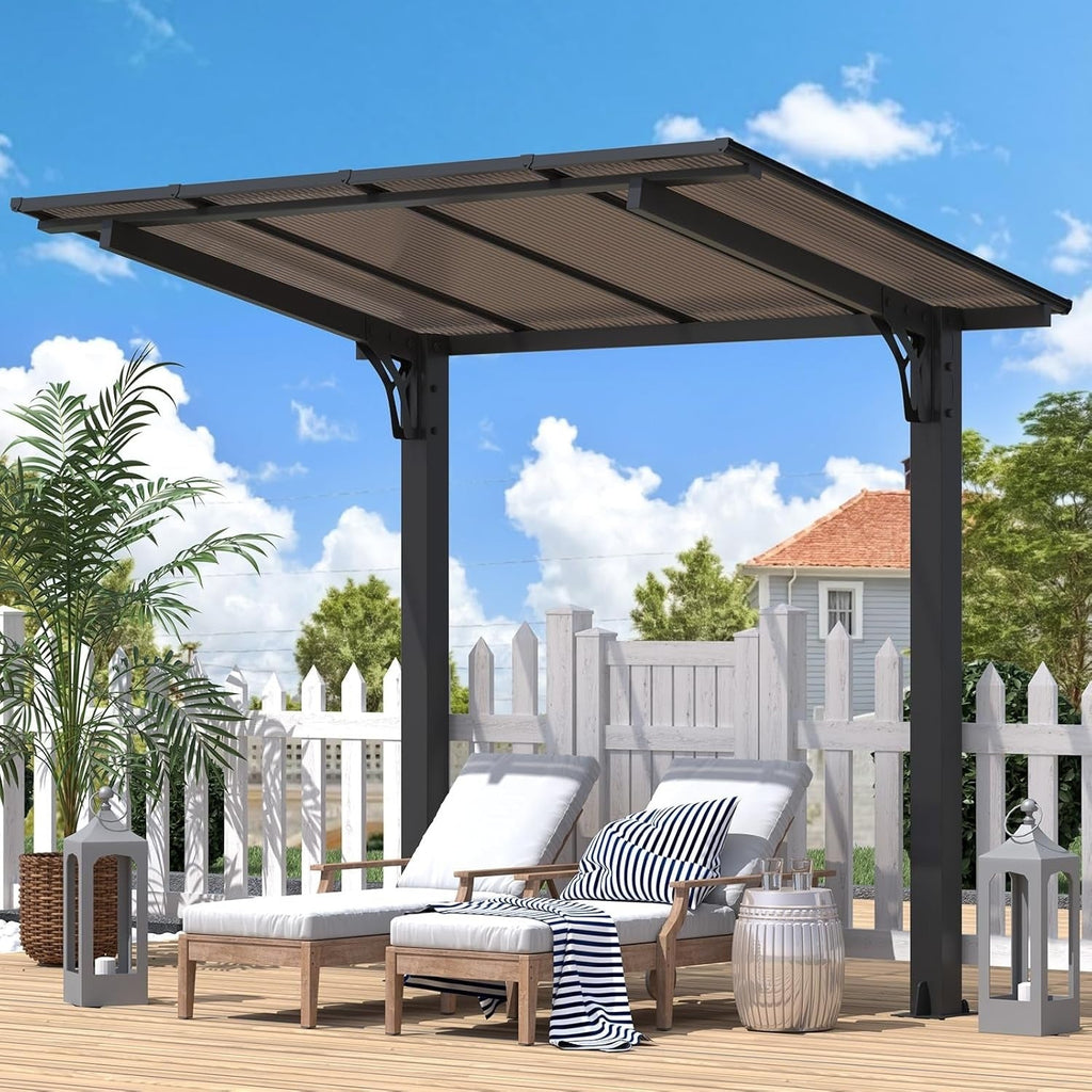 NetSo Gazebo 8' x 5' Hard Top Pergola - Durable Outdoor Structure for Patio and Grill Use
