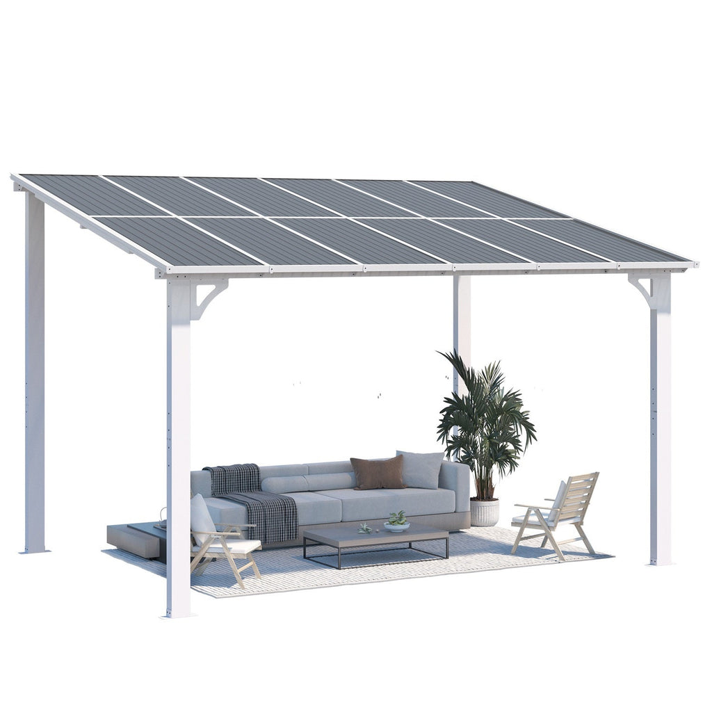 NetSo Wall Mounted Gazebo Pergola 12'x8' White - Durable Outdoor Shade Solution