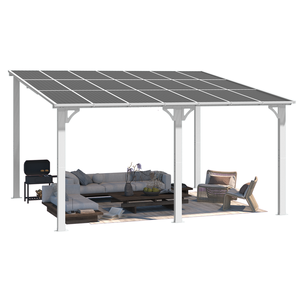 NetSo Wall Mounted Gazebo Pergola 14'x12' White - Enhance Your Outdoor Space