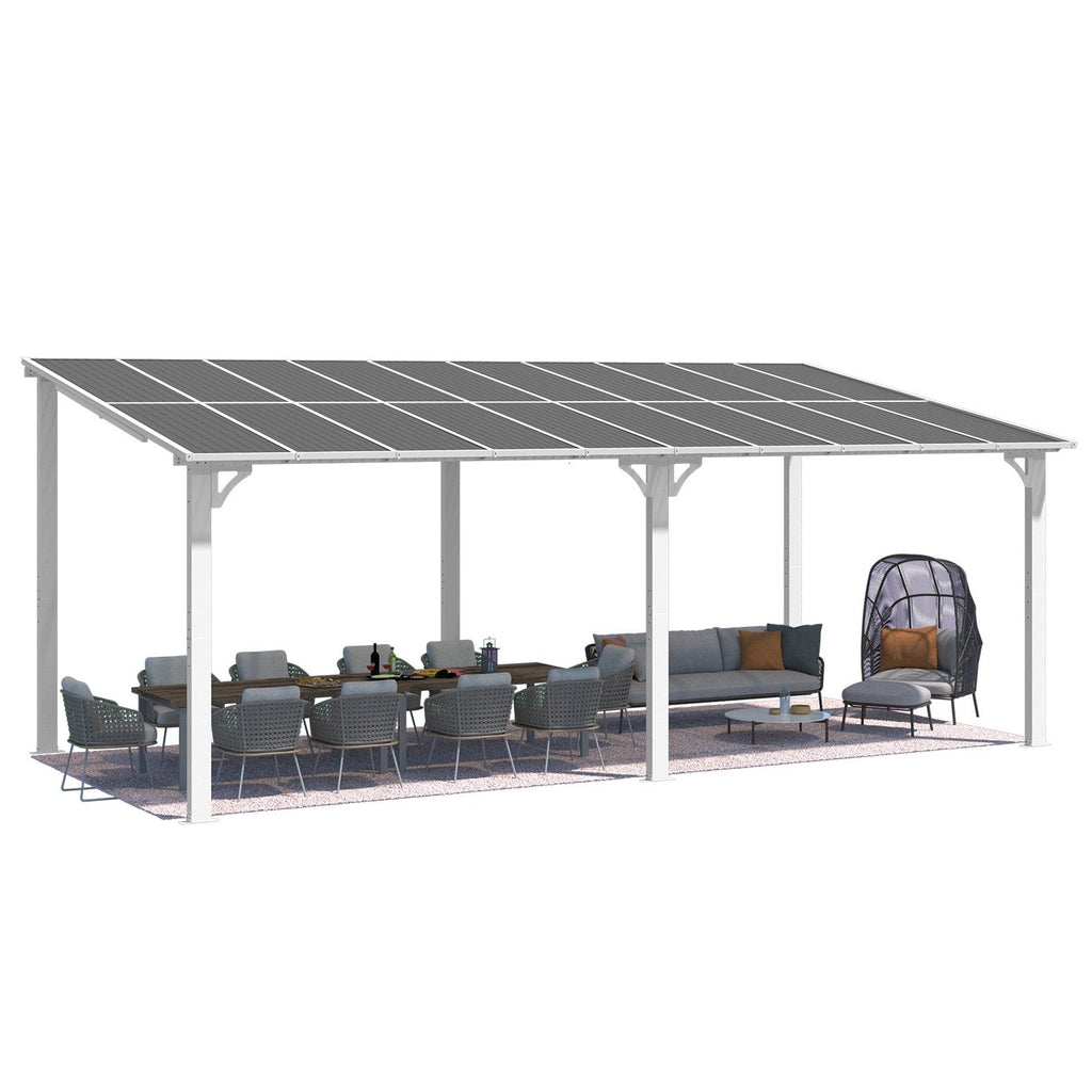 NetSo Wall Mounted Gazebo Pergola 20'x10' White - Durable Outdoor Shade Solution