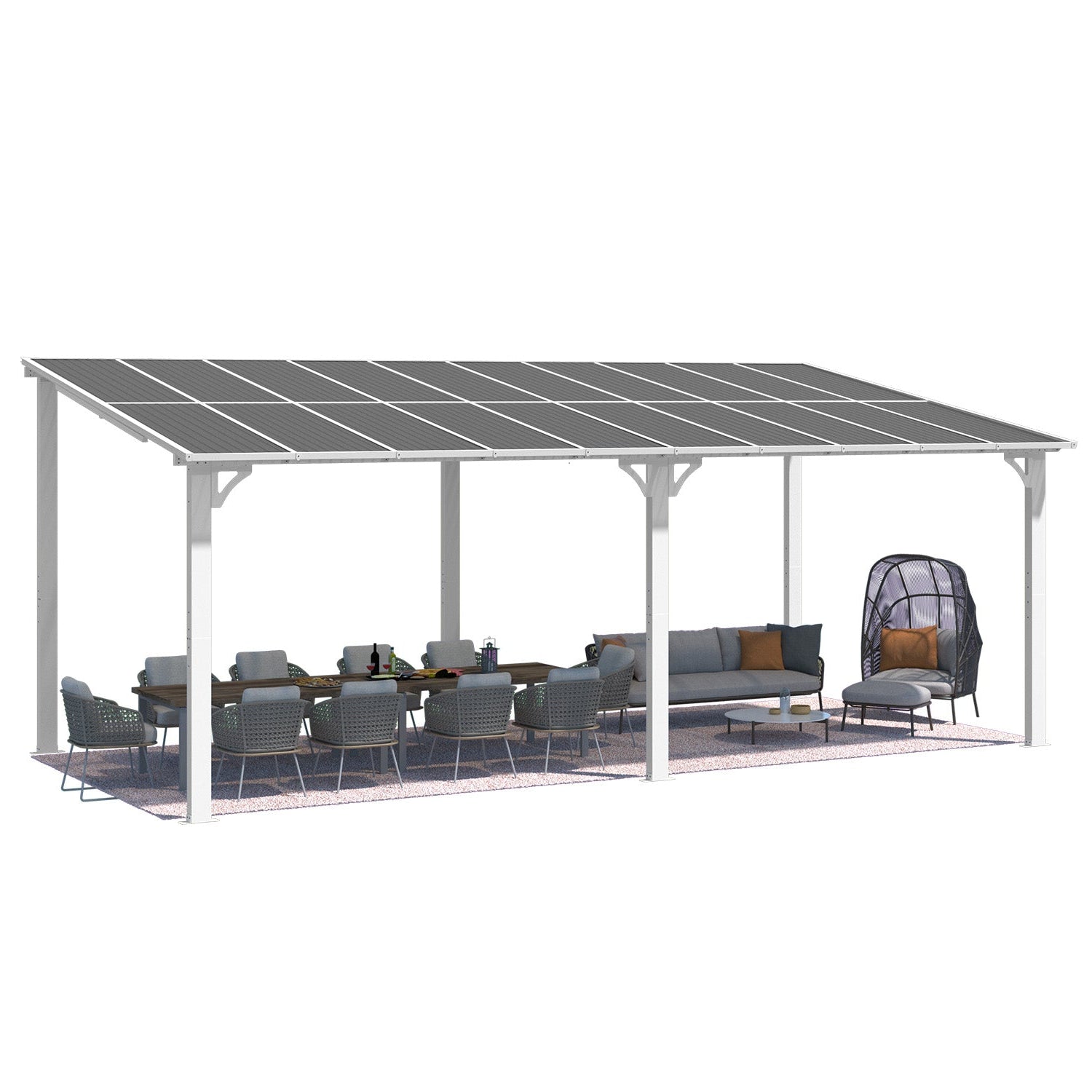 NetSo Wall Mounted Gazebo Pergola 20'x10' White - Durable Outdoor Shade Solution