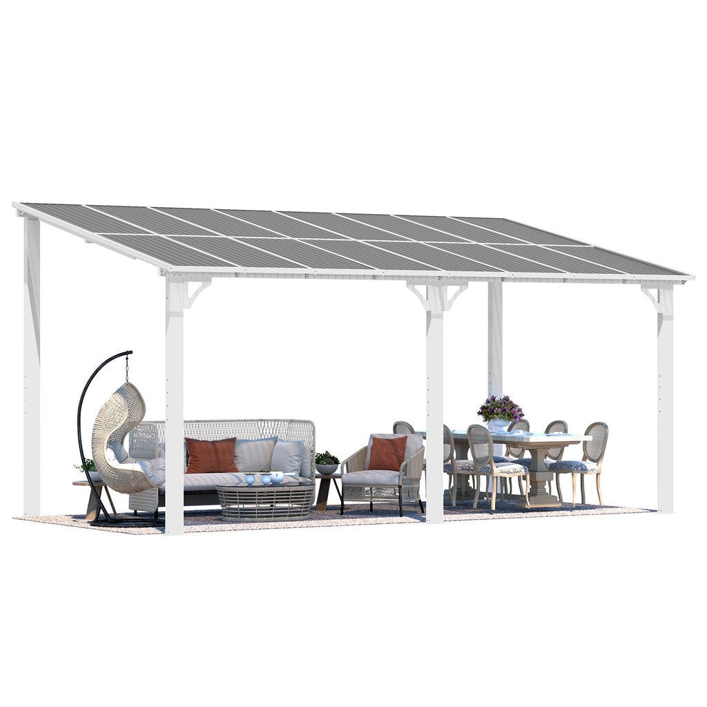 NetSo Wall Mounted Gazebo Pergola 16x8 Feet White - Durable Outdoor Shelter Solution