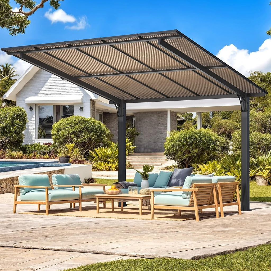 NetSo Outdoor Gazebo Pergola 10' x 10' - Durable Hard Top for Patio Protection