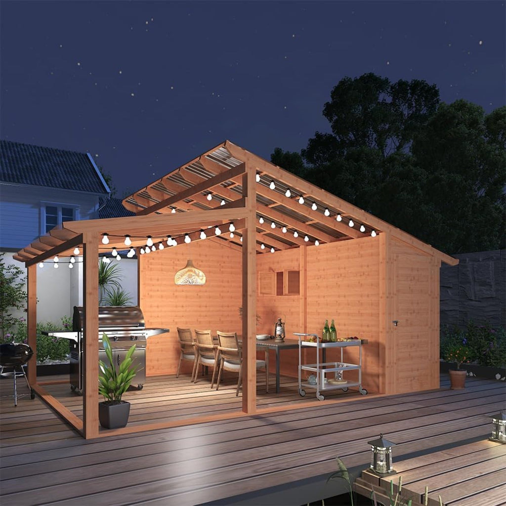 AECOJOY 20' × 12.5' Outdoor Wooden Gazebo with Storage Room