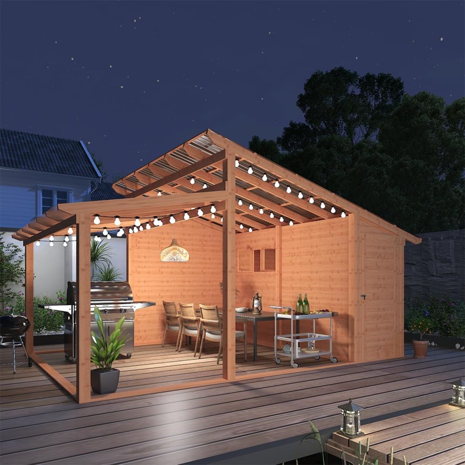 AECOJOY 20' × 12.5' Outdoor Wooden Gazebo with Storage Room