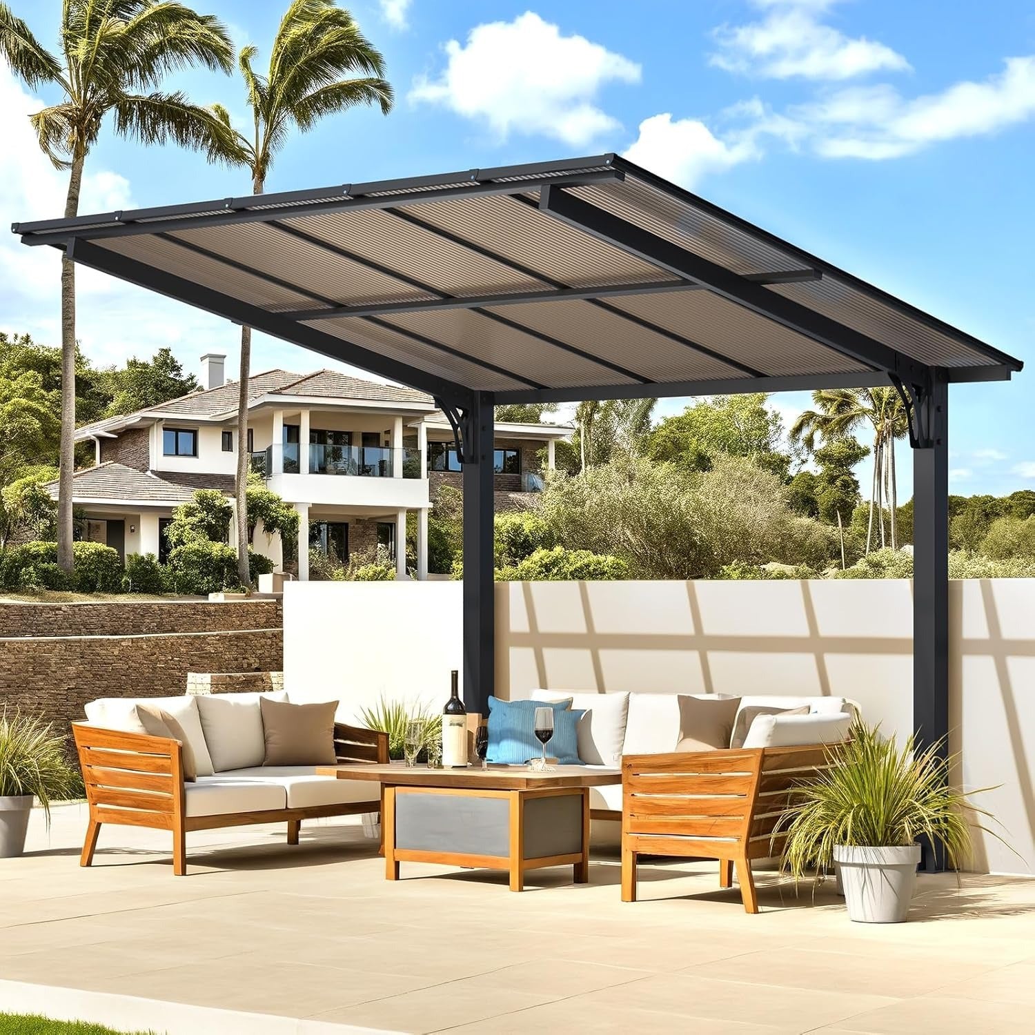 NetSo Gazebo 10' x 8' Outdoor Pergola - Durable Hard Top for Patio Use