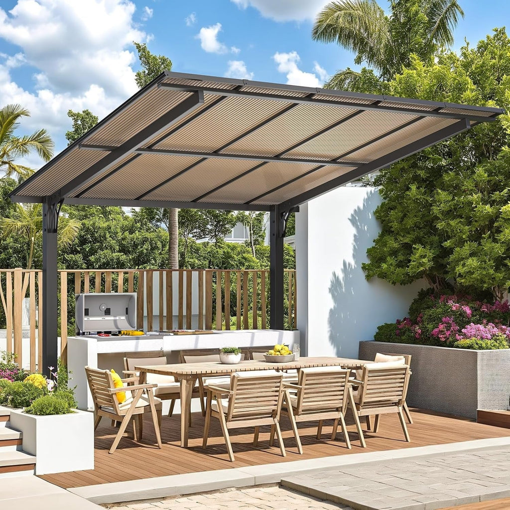 NetSo Outdoor Gazebo Pergola 10' x 10' - Durable Hard Top for Patio Protection