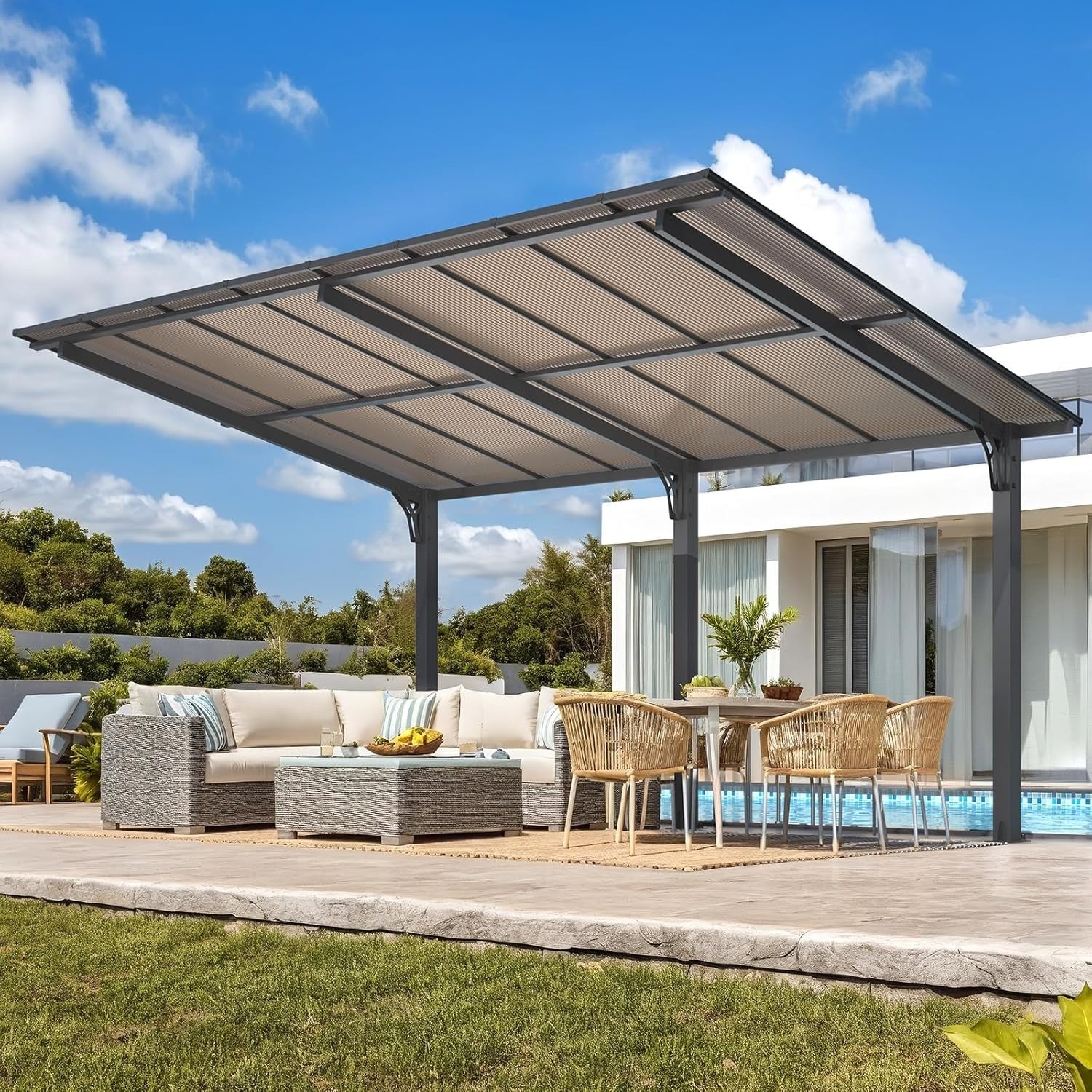 NetSo Outdoor Gazebo Pergola 16' x 10' - Durable Shade Solution for Patio and Carport