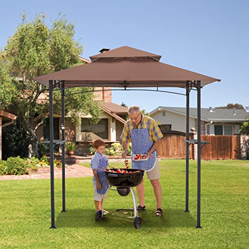 NetSo Grill Gazebo 8'x5' Outdoor Patio BBQ Shelter Brown - Durable Protection for Grilling