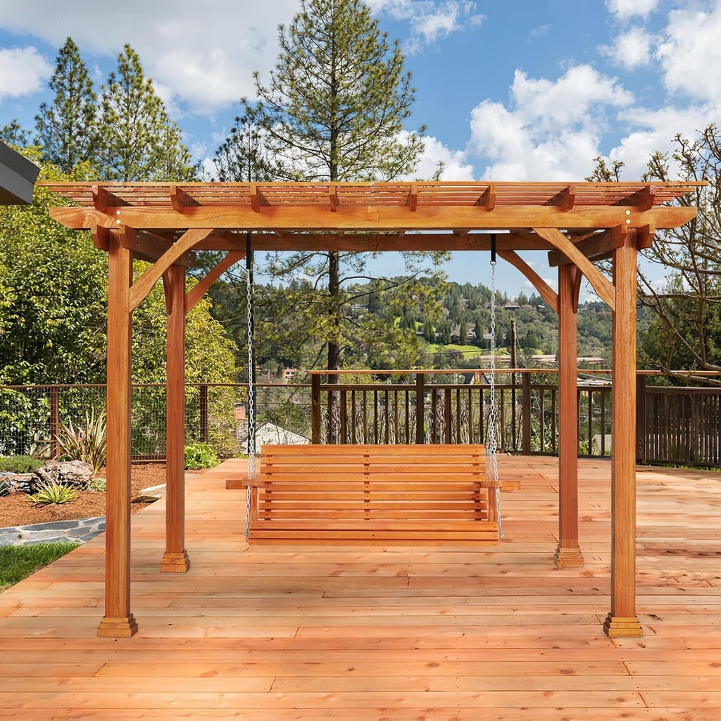 NetSo Wood Pergola 12'x10' - Stylish Outdoor Gazebo for Patio and Garden Use