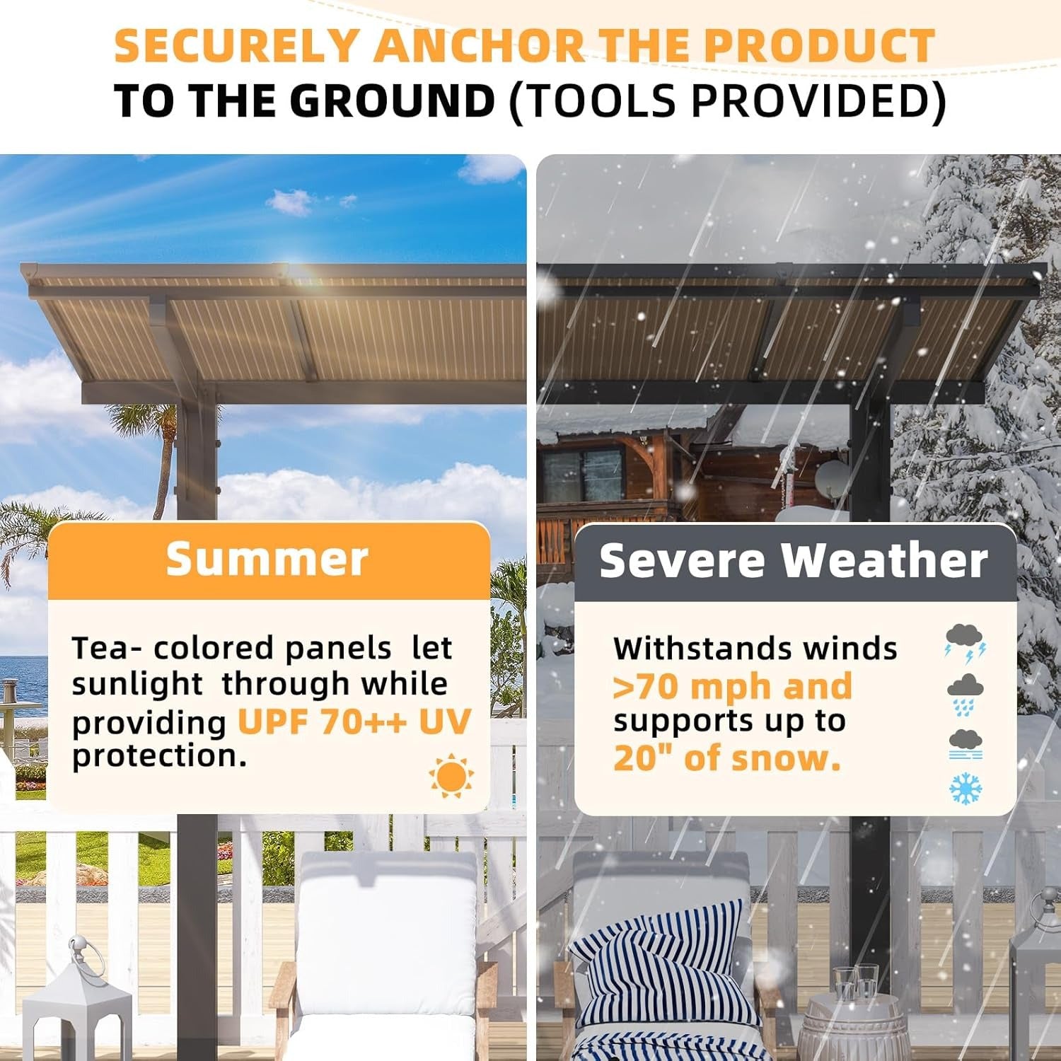 NetSo Gazebo 8' x 5' Hard Top Pergola - Durable Outdoor Structure for Patio and Grill Use