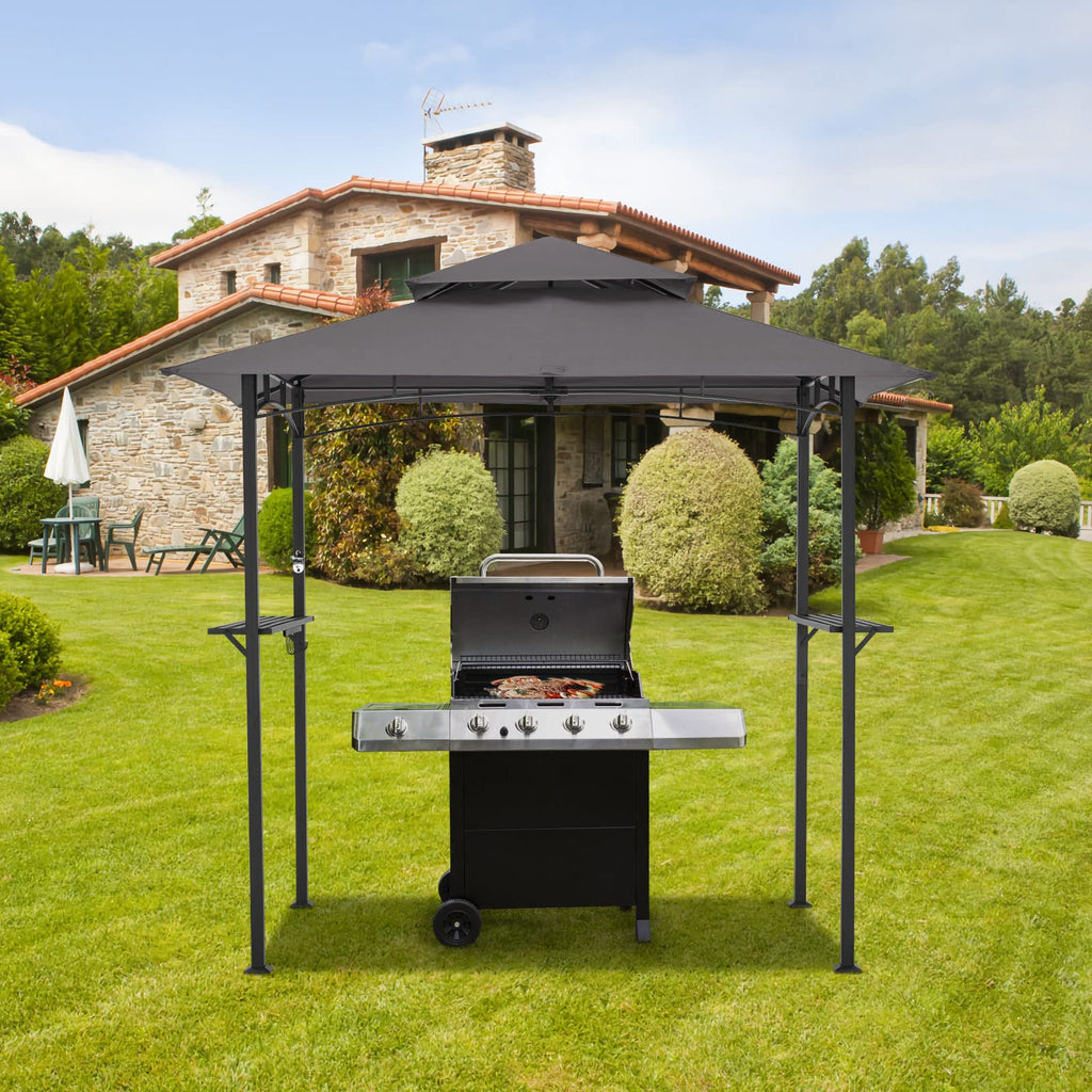 NetSo Grill Gazebo 8'x5' Outdoor Patio BBQ Shelter Dark Gray - Durable Weather Protection