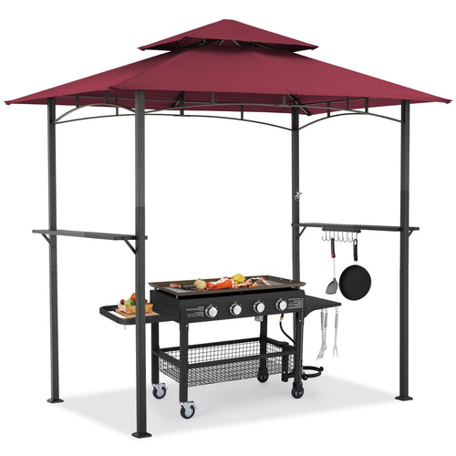 NetSo Grill Gazebo 8'x5' Outdoor Patio BBQ Shelter Red - Durable Protection for Grilling