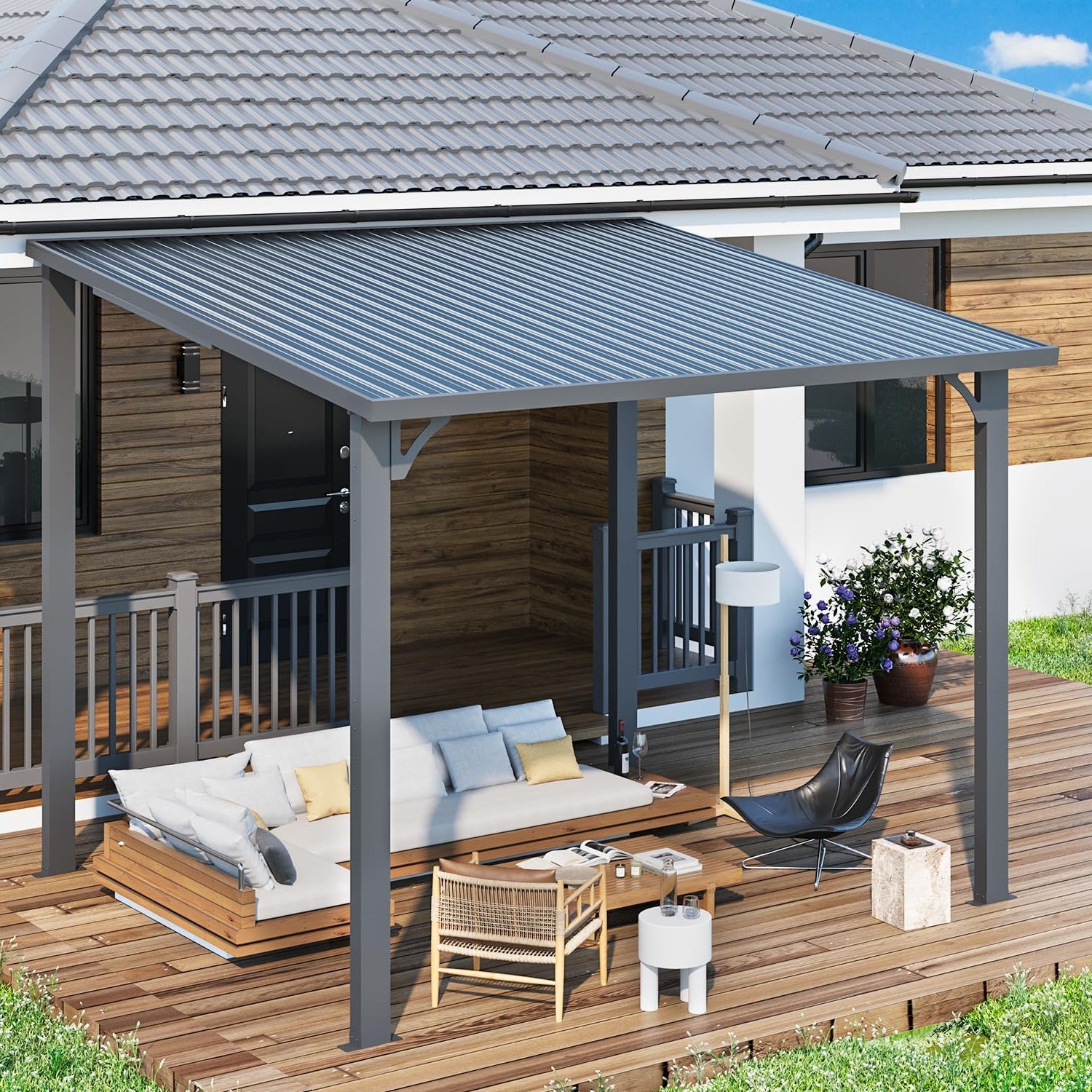 NetSo Hardtop Gazebo 10'X8' Metal Pergola - Durable Outdoor Shelter for Relaxation