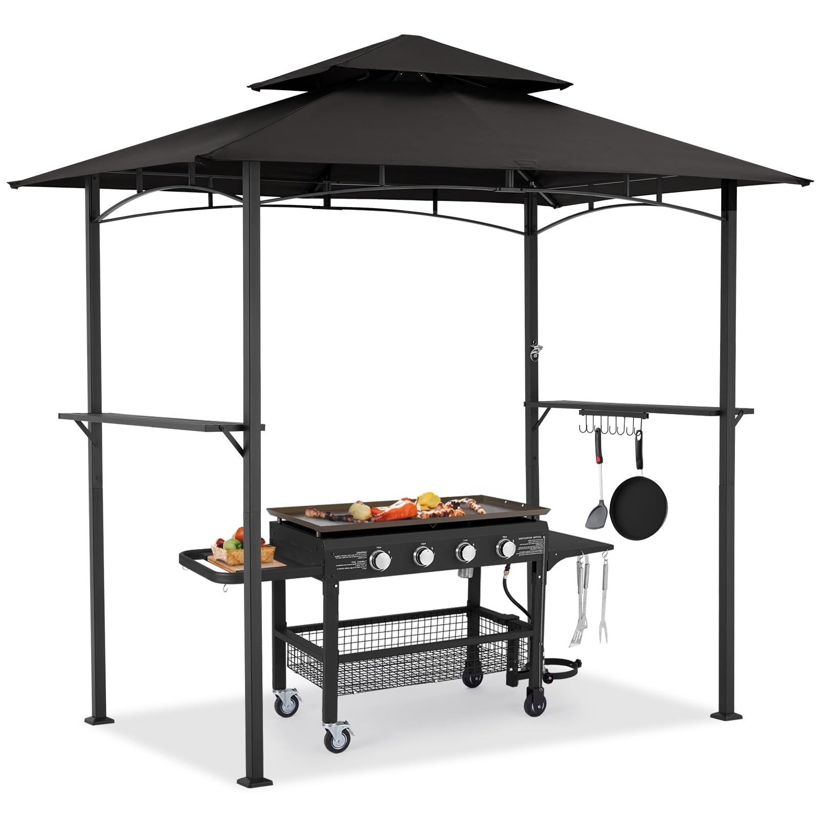 NetSo Grill Gazebo 8x5 Black Outdoor Patio BBQ Shelter - Durable Protection for Your Grill