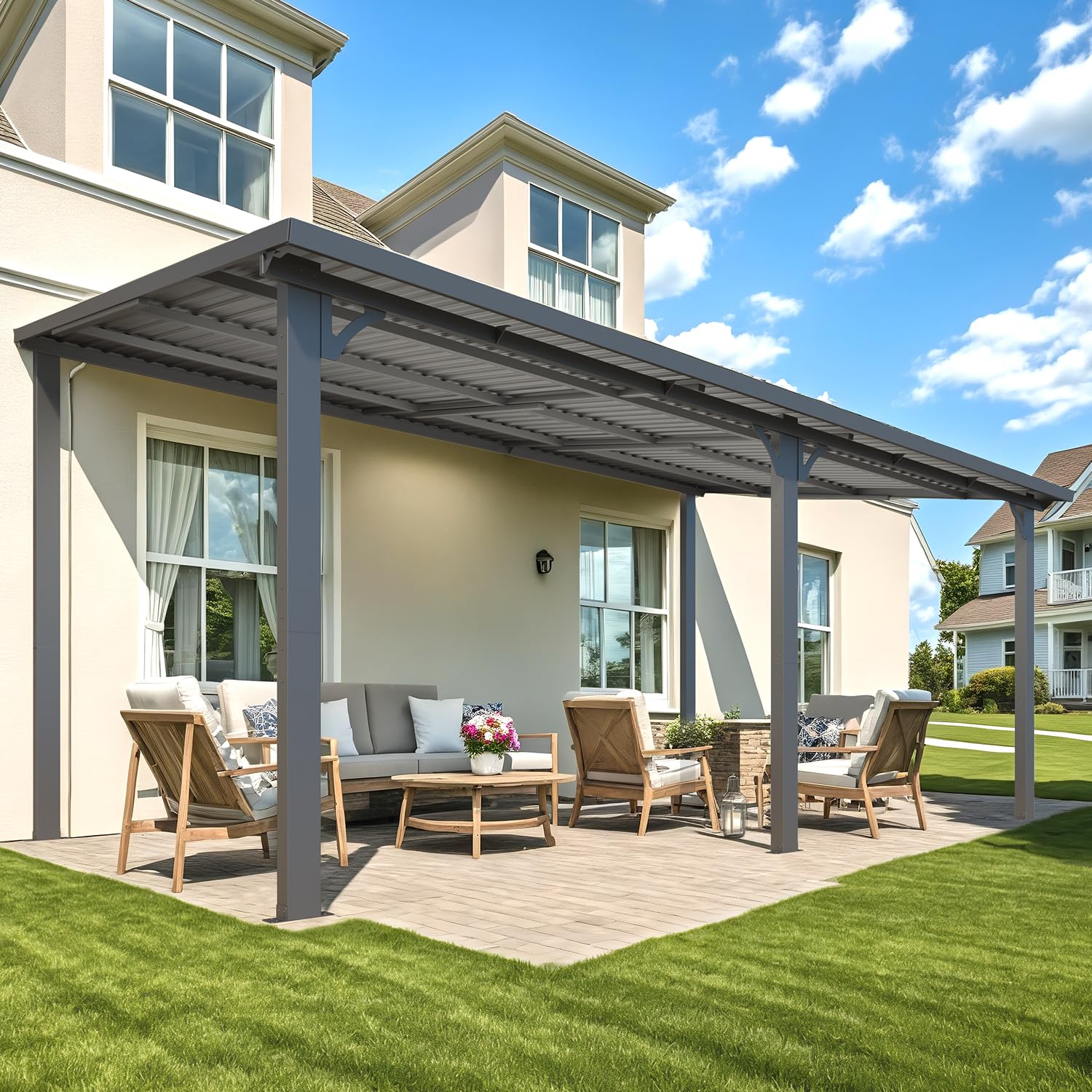 NetSo Hardtop Gazebo 16' x 10' Metal Pergola - Durable Outdoor Shelter Solution