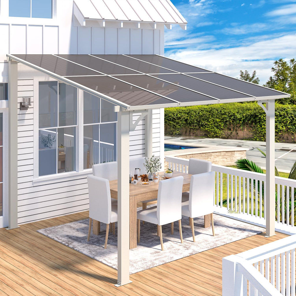 NetSo Wall Mounted Gazebo Pergola 8'x8' White - Elegant Outdoor Shade Solution