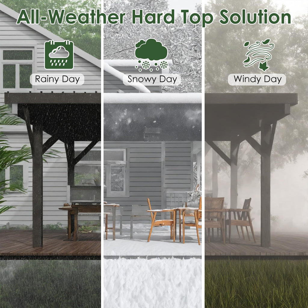 NetSo Wooden Gazebo Pavilion 17ft x 12ft - Durable Outdoor Carport for All Seasons