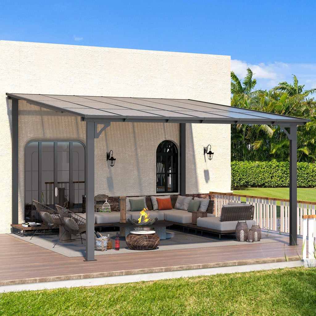NetSo Wall Mounted Gazebo Pergola 12'x12' Dark - Durable Outdoor Shade Solution